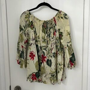 Tropical Print Off the Shoulder Blouse